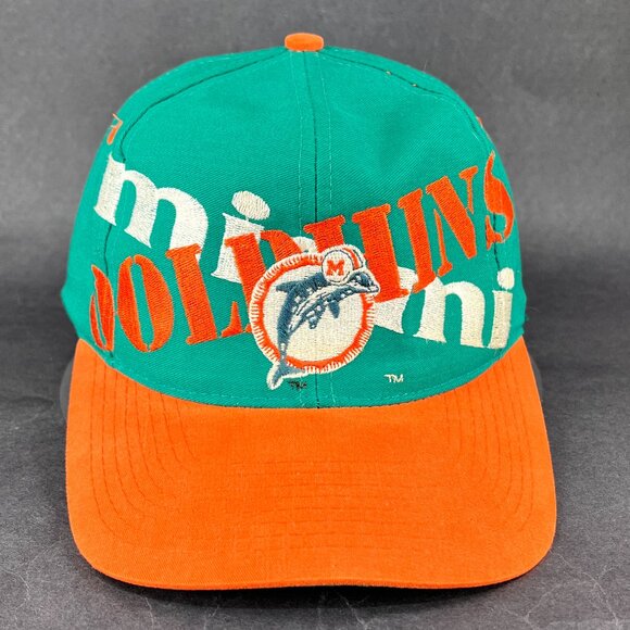 Vtg Miami Dolphins NFL Snap Back Hat Cap Logo 7 Blue Football Athletic Mens 90s